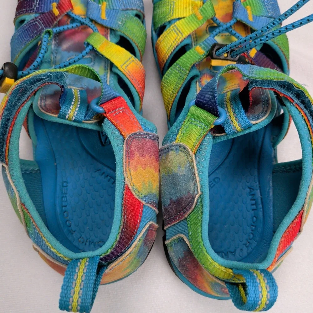 Keen Seacamp II CNX Rainbow Tie Dye Sandals Kids 3 Granola Girl Water Shoe‎